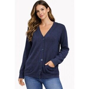 Total Rewards Women’s L Blue Knit Cardigan Button Front Pockets Sweater